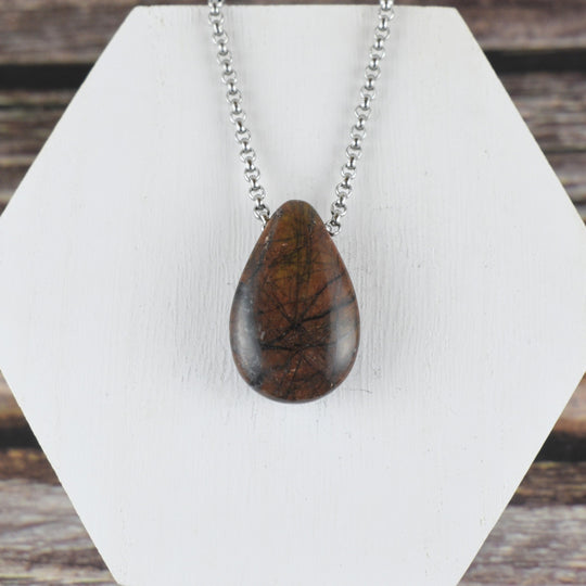 Orange River Jasper Pendant with Custom Chain