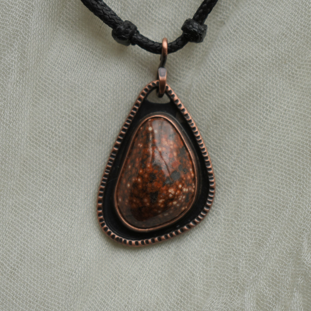 handmade orbicular jasper copper pendant necklace