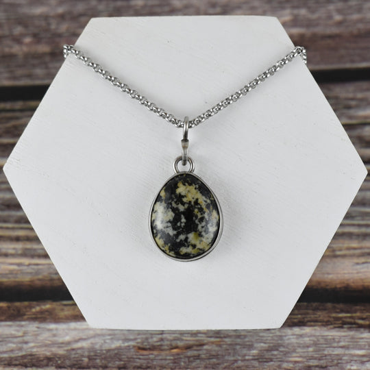 Orthoclase and Black Tourmaline Necklace in Sterling Silver with Custom Chain