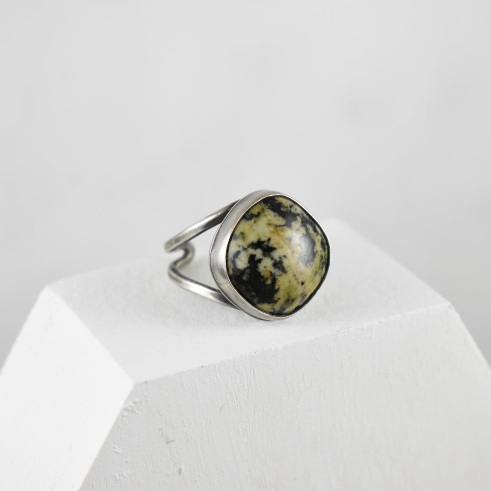 Orthoclase and Black Tourmaline Sterling silver ring