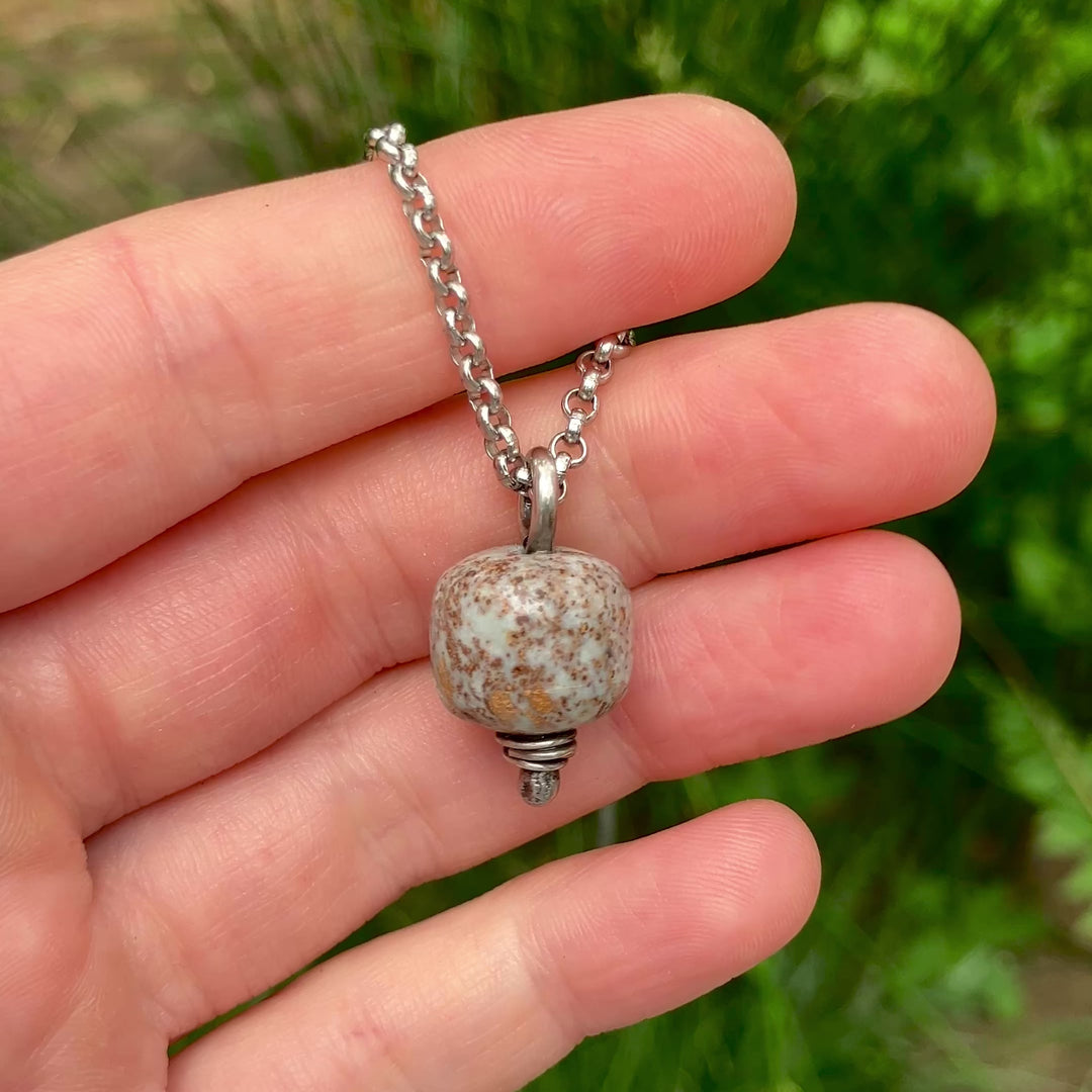 Sterling Silver Blue Stone Small Pendant Necklace