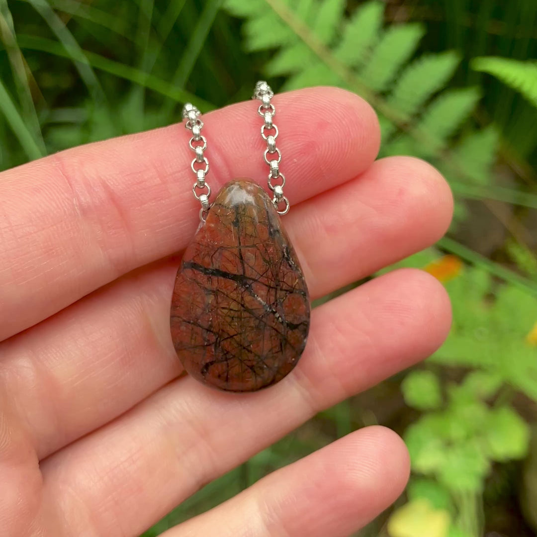 Orange River Jasper Focal Pendant Necklace