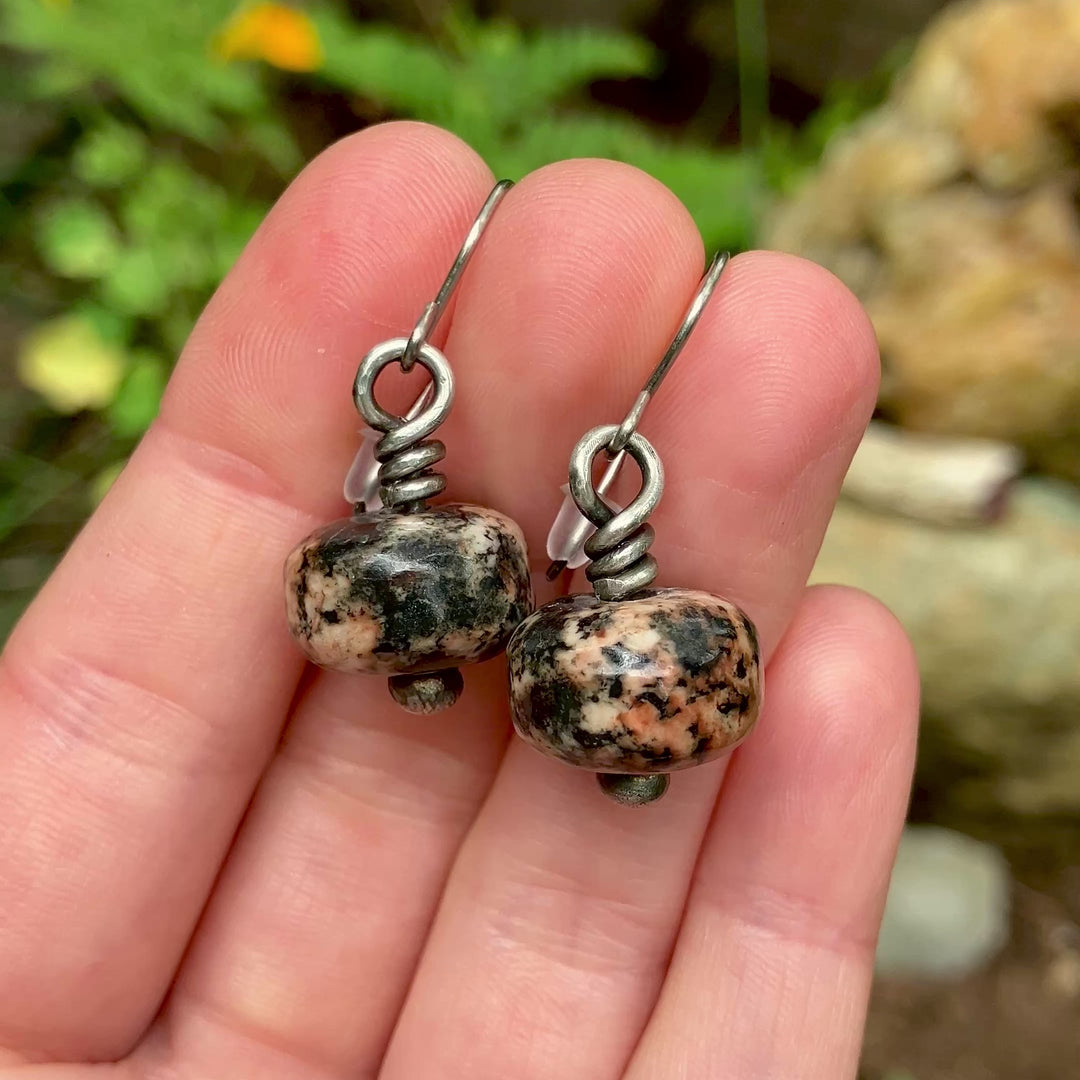 Sterling Silver Orange Black Tourmaline Earrings, Titanium Hooks