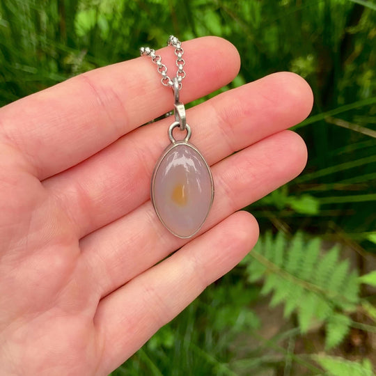 Sterling Silver Flame Agate Pendant Necklace