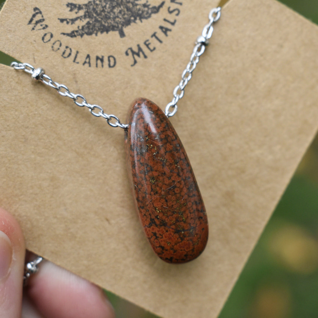 Washington red orbicular Jasper pendant necklace
