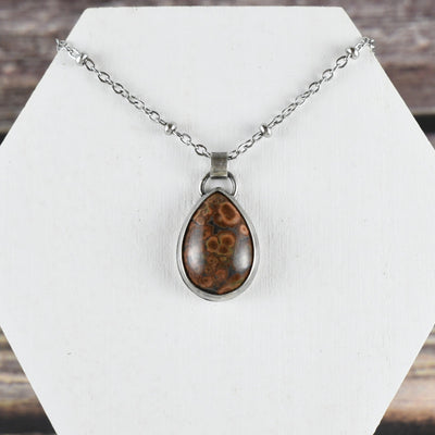 Red Poppy Jasper Necklace in Sterling Silver with Custom Chain