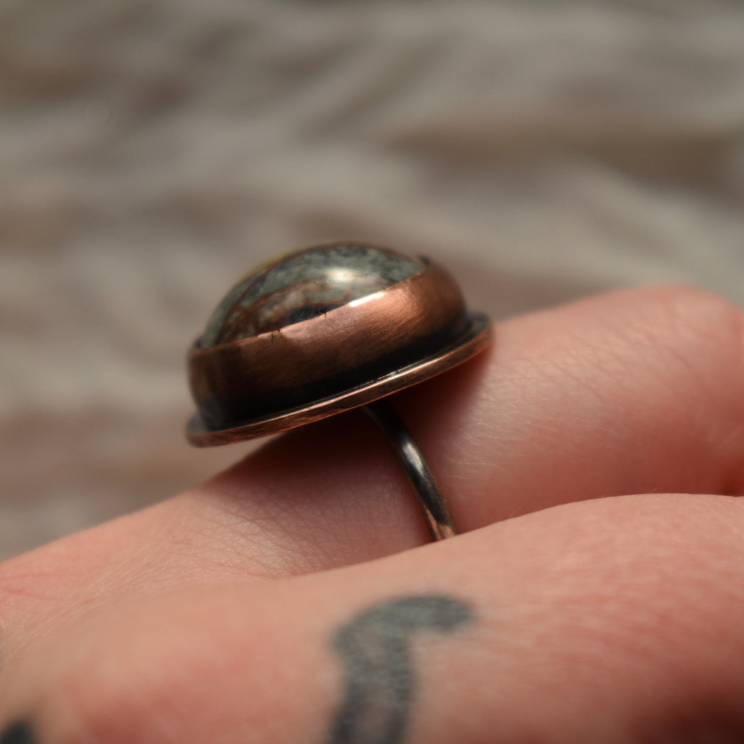 statement ring handmade with river jasper