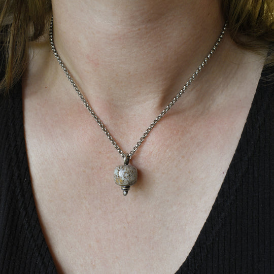 Small Blue Jasper Necklace with Custom Chain