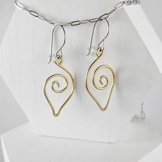 Hypoallergenic swirly Brass earrings for women