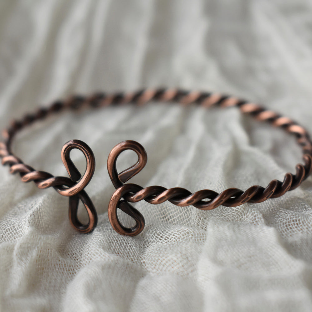 adjustable twisted copper bangle bracelet gift
