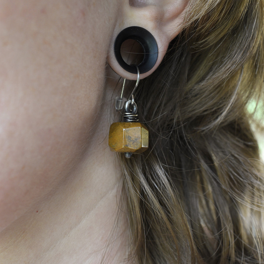 Yellow Jasper and Sterling silver dangle earrings