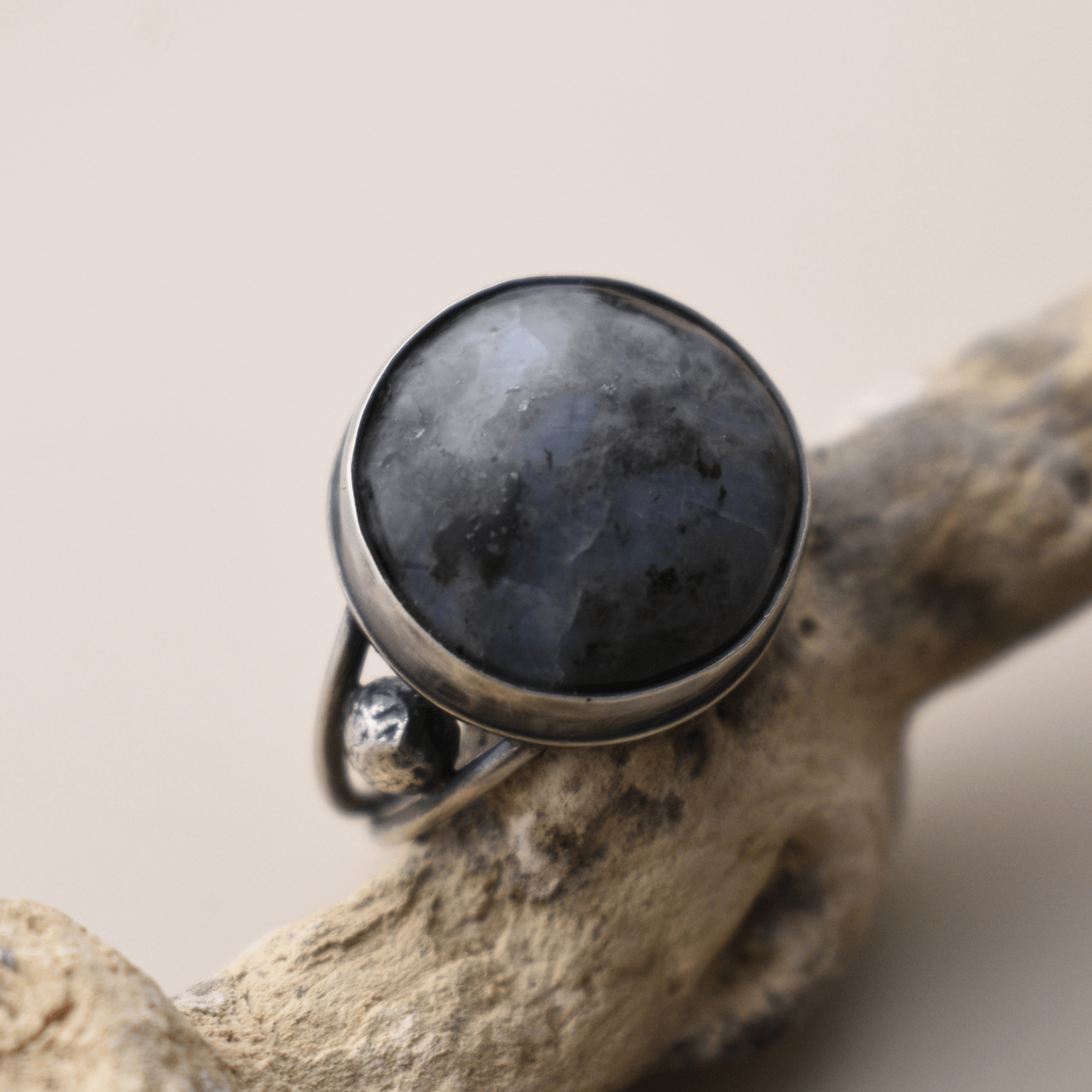 Silver ring with a blue Moonstone 