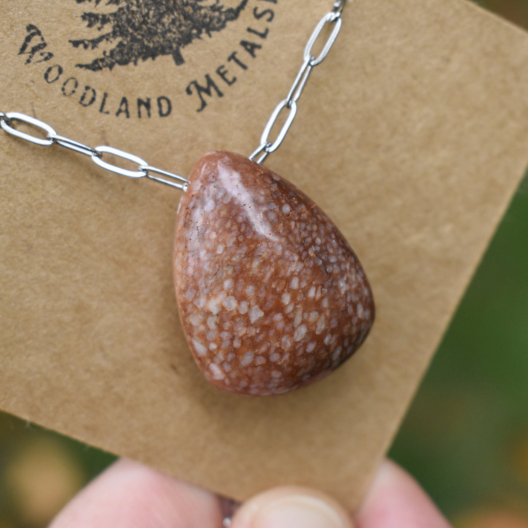 Agatized Coral Fossil pendant necklace