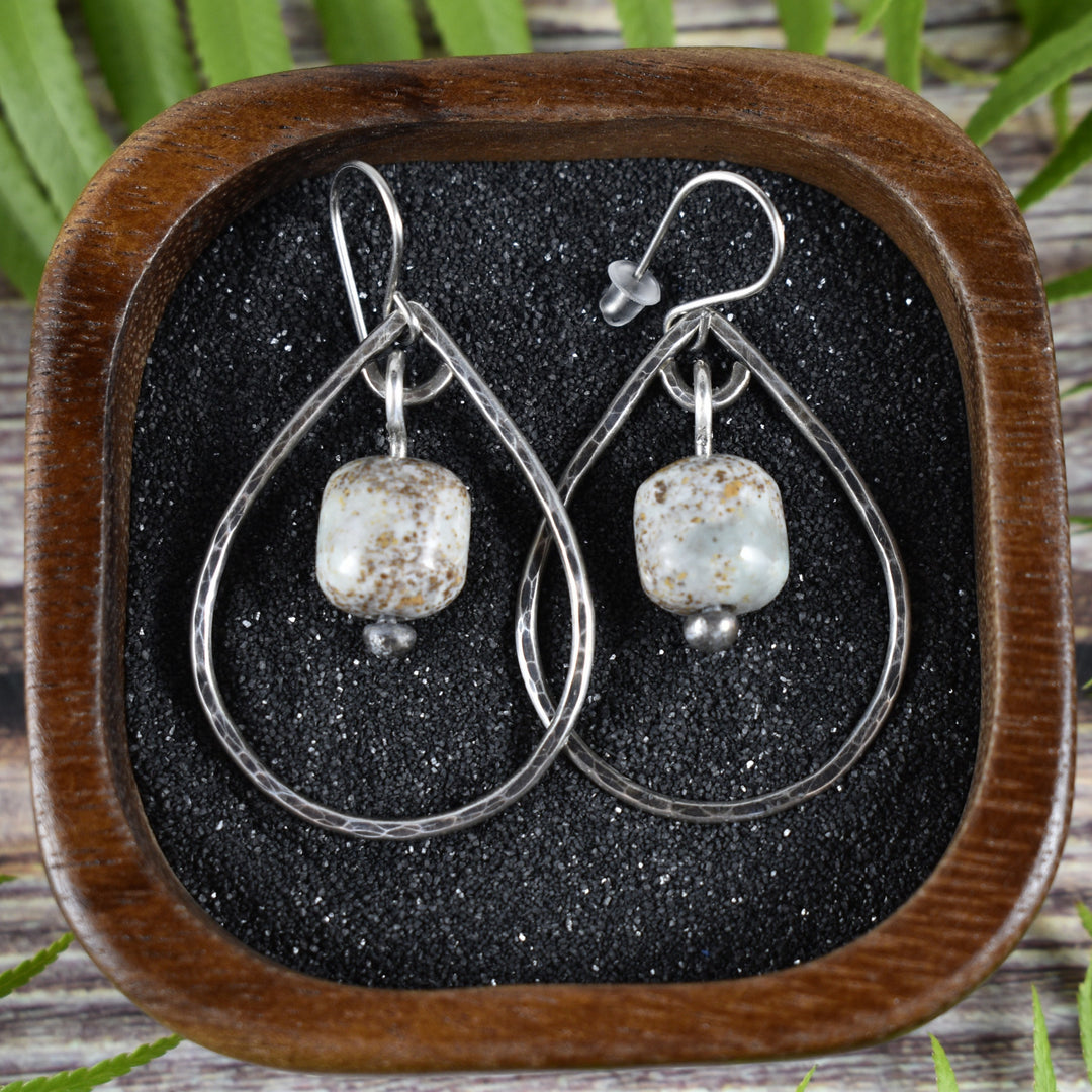 Blue Jasper and Sterling Silver Hoop earrings