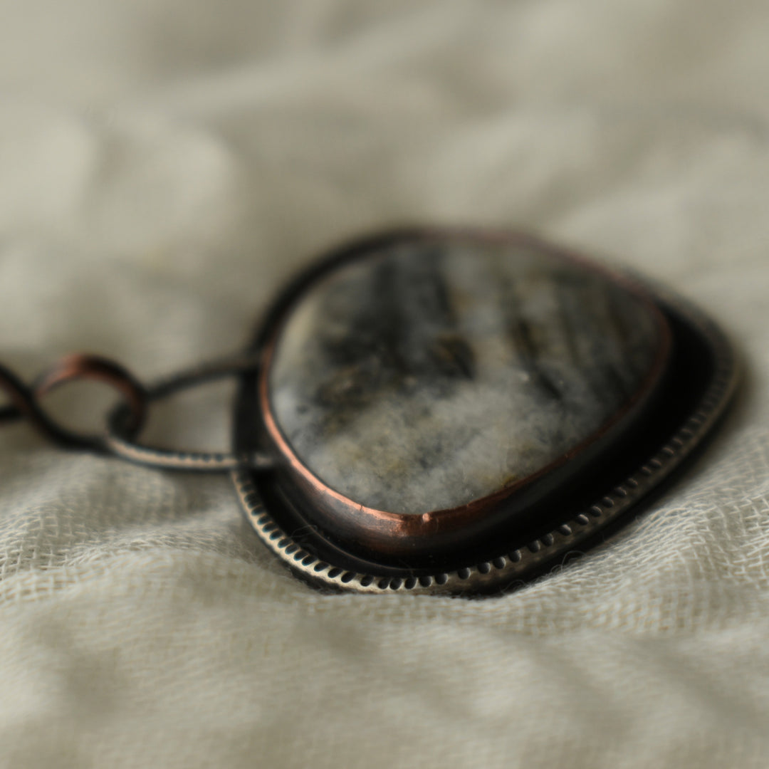 Handmade copper and sterling silver pendant necklace 