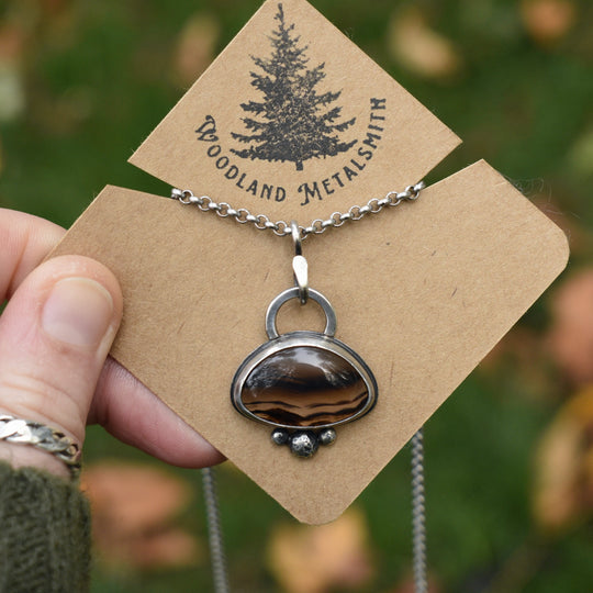 Sterling Silver Montana Agate Pendant Necklace