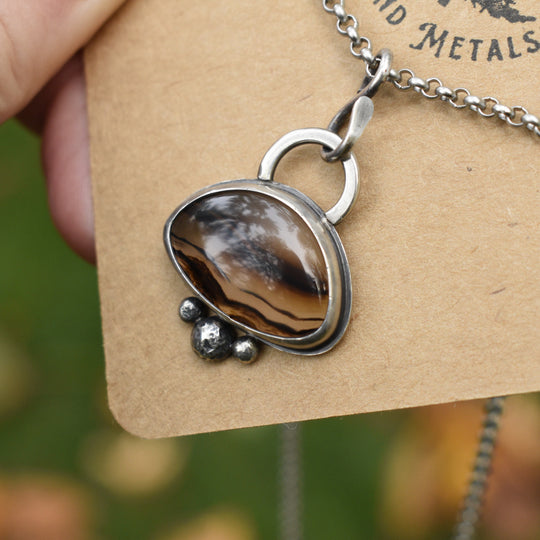 Sterling Silver Montana Agate Pendant Necklace