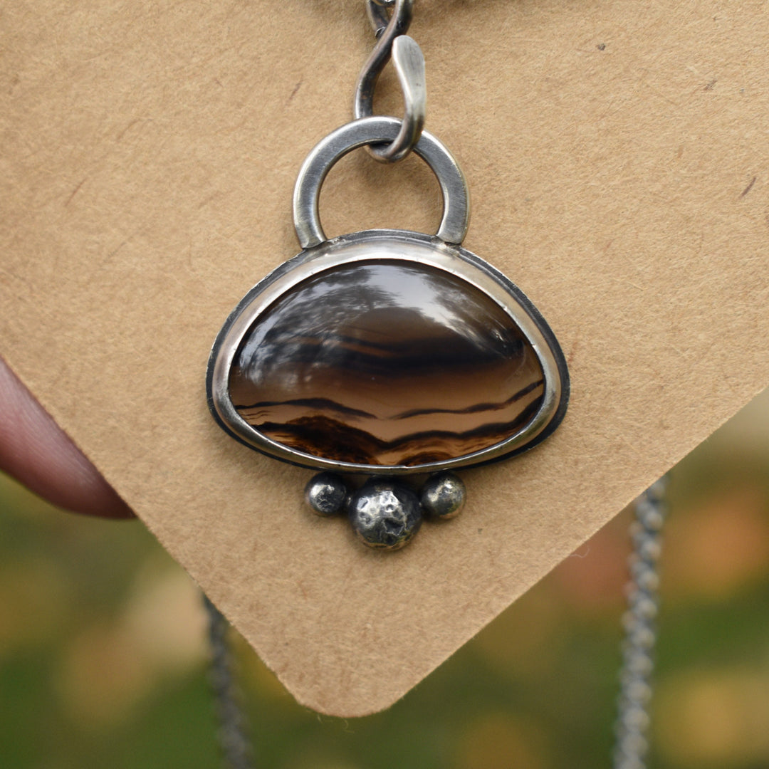 Sterling Silver Montana Agate Pendant Necklace