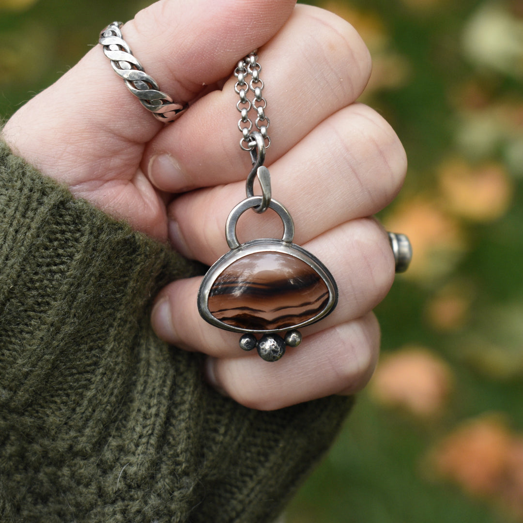 Sterling Silver Montana Agate Pendant Necklace