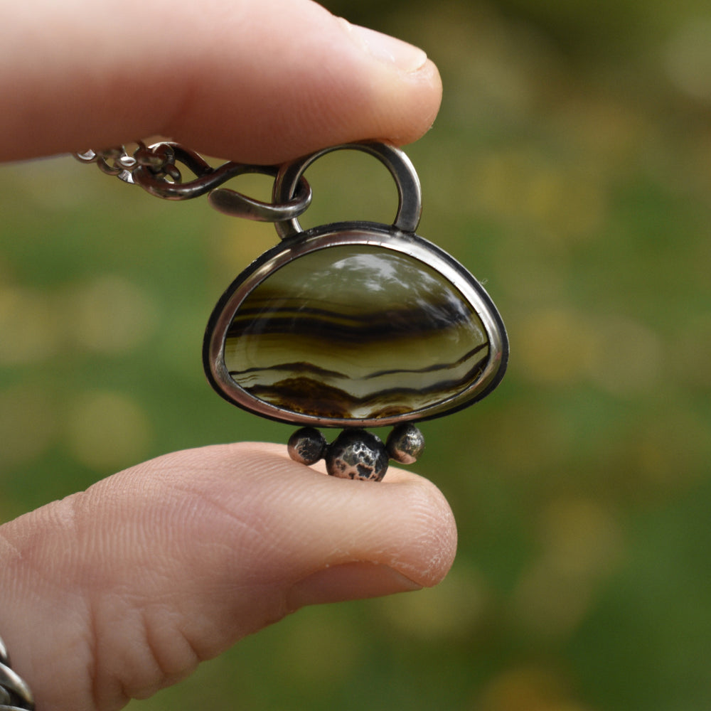 Montana Agate Necklace in Sterling Silver with Custom Chain