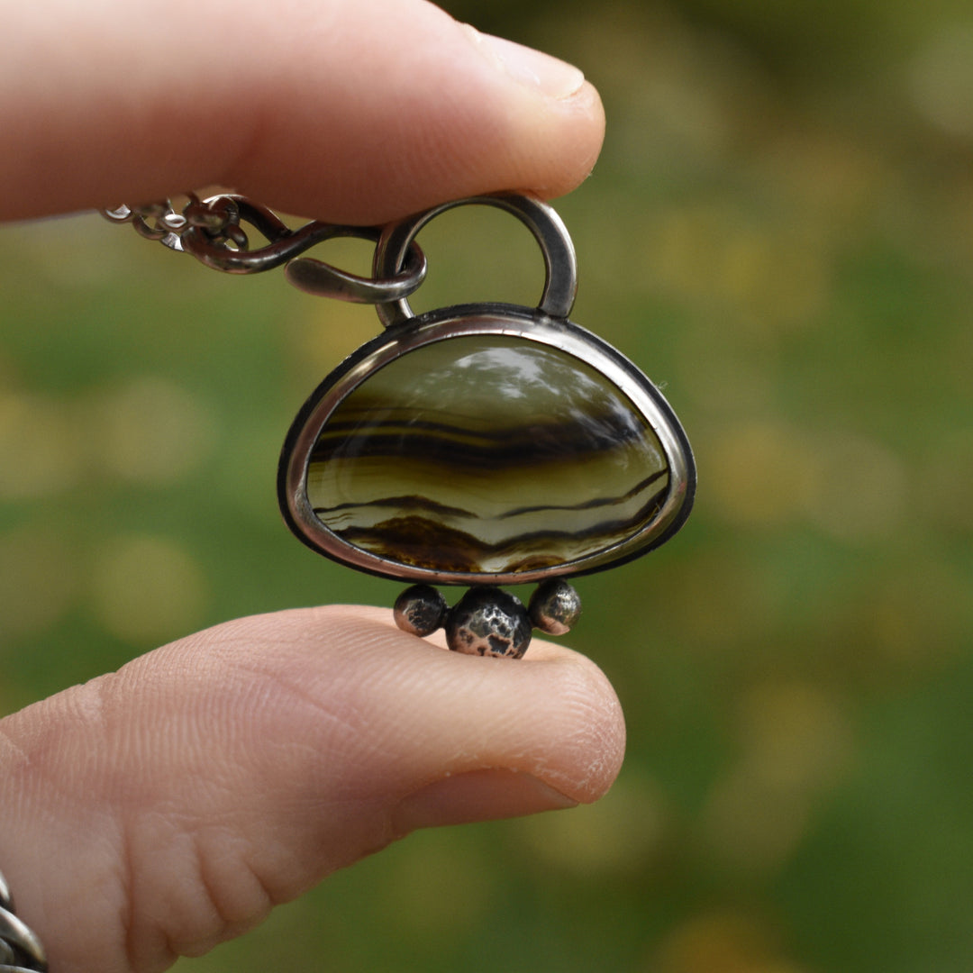 Sterling Silver Montana Agate Pendant Necklace