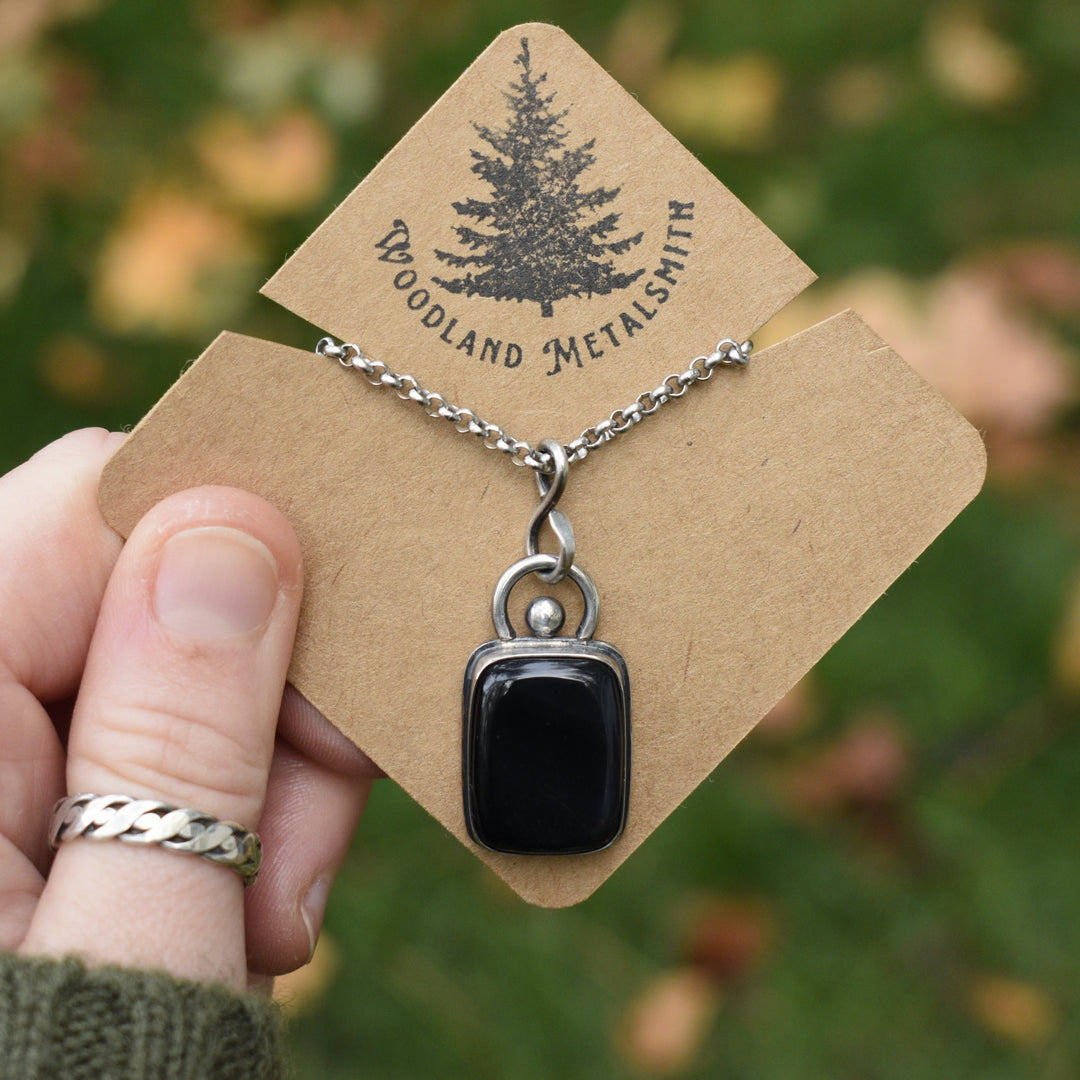 Sterling Silver Rainbow Obsidian Pendant Necklace