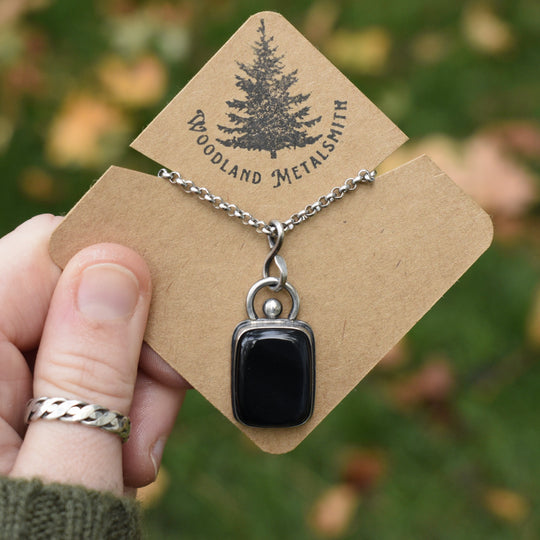 Sterling Silver Rainbow Obsidian Pendant Necklace