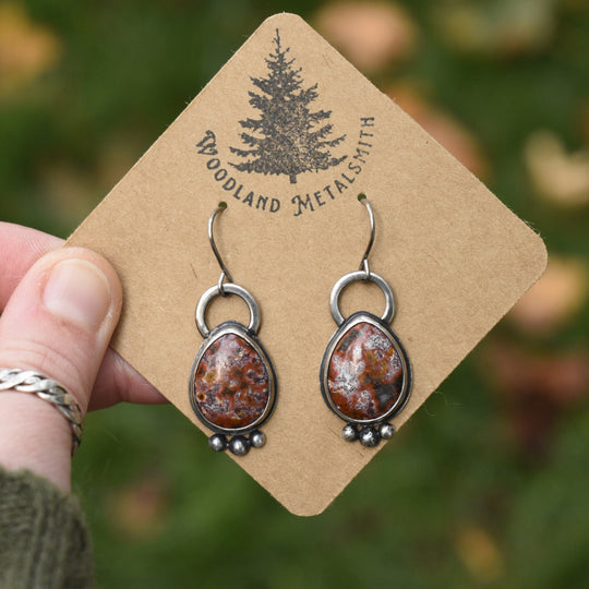 Sterling Silver Jasper Statement Earrings, Titanium Hooks