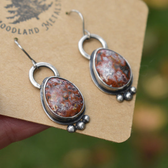 Sterling Silver Jasper Statement Earrings, Titanium Hooks