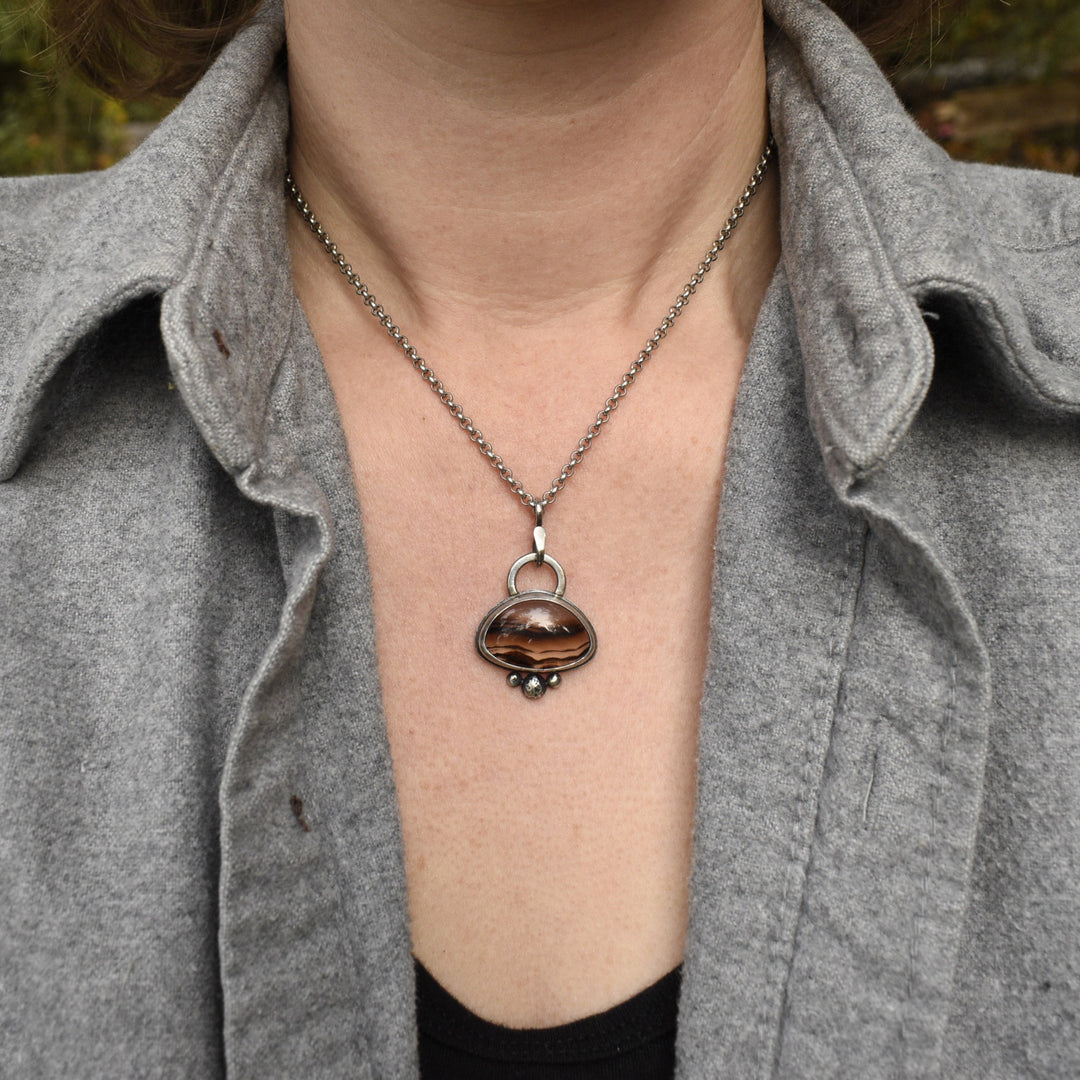 Sterling Silver Montana Agate Pendant Necklace
