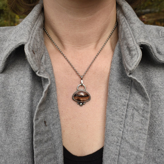 Sterling Silver Montana Agate Pendant Necklace