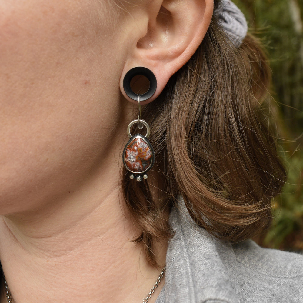 Sterling Silver Jasper Statement Earrings, Titanium Hooks