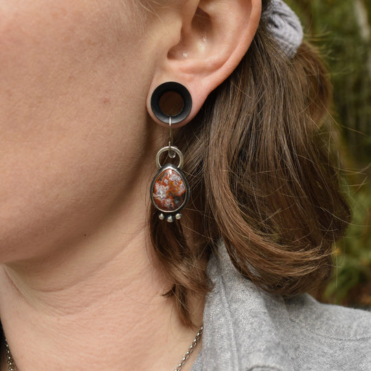 Sterling Silver Jasper Statement Earrings, Titanium Hooks