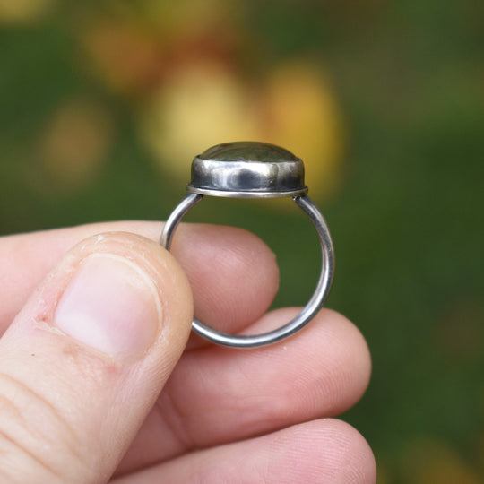 Sterling Silver Moss Agate Ring - US Size 6.25