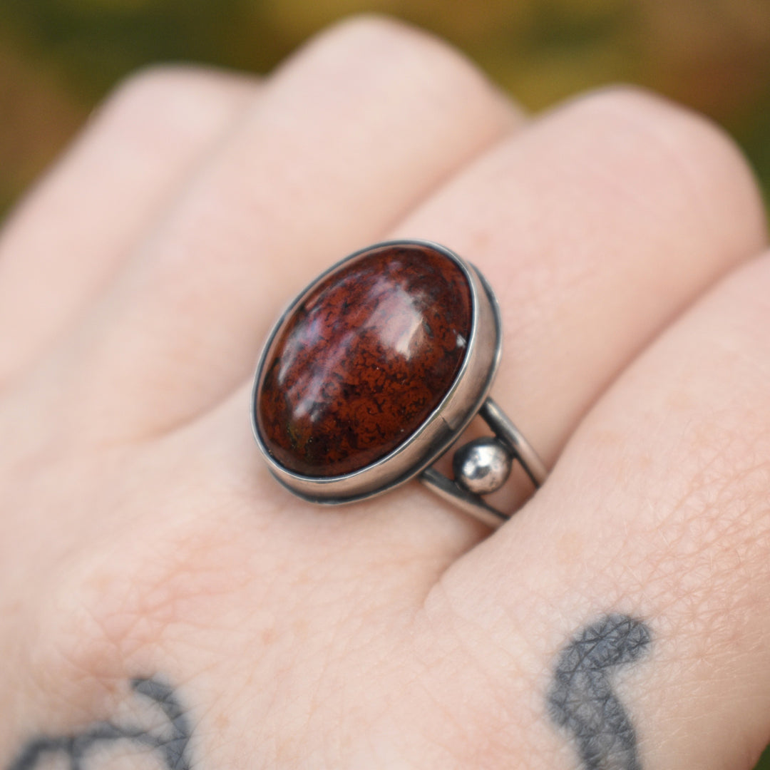 Sterling Silver Red Jasper Ring - US Size 8