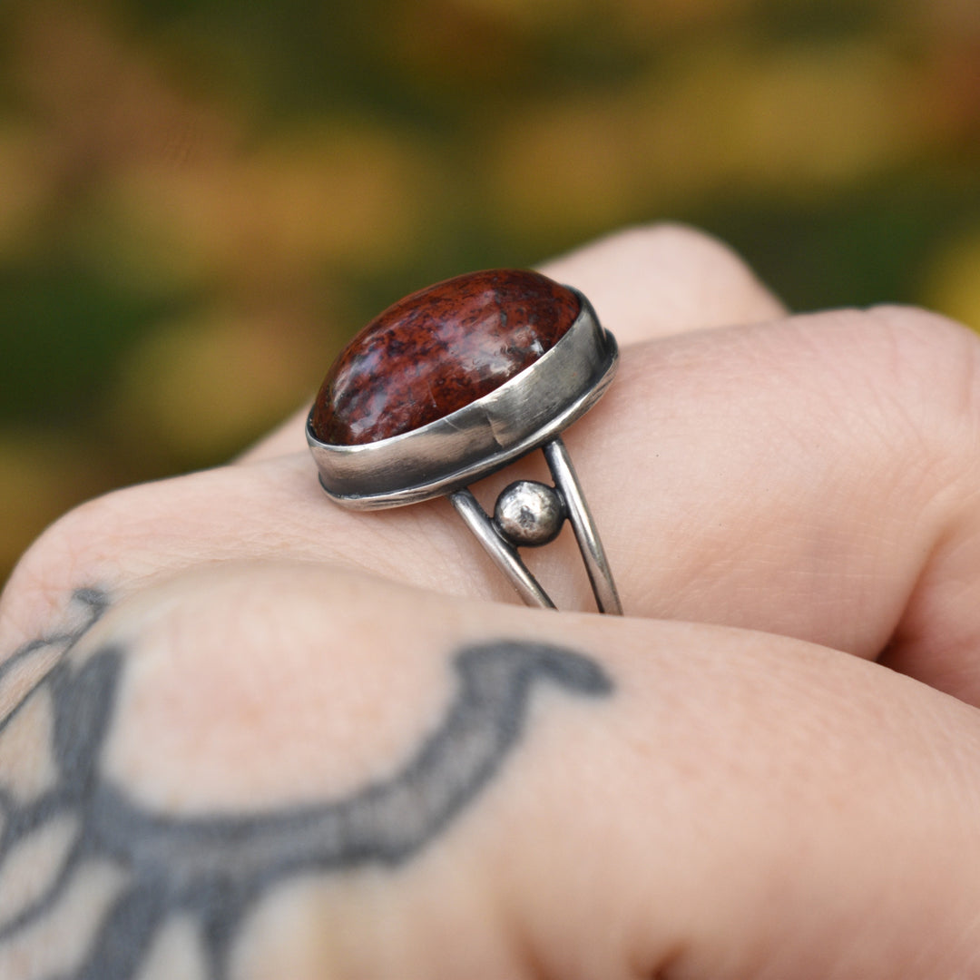 Sterling Silver Red Jasper Ring - US Size 8