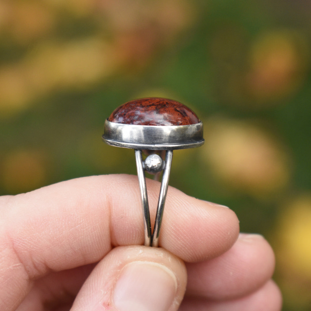 Sterling Silver Red Jasper Ring - US Size 8