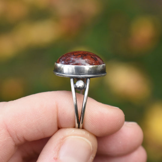 Sterling Silver Red Jasper Ring - US Size 8