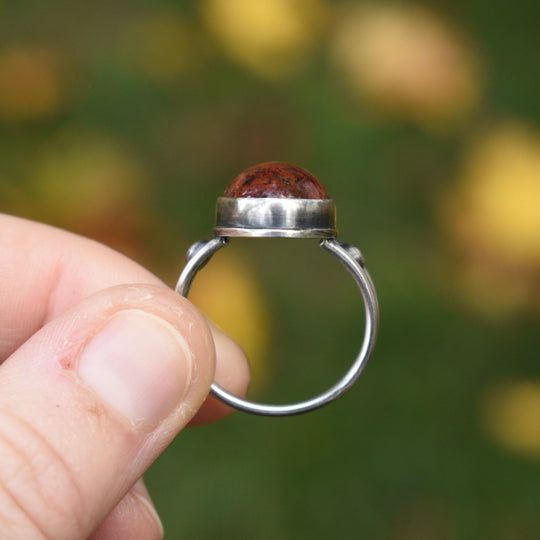 Sterling Silver Red Jasper Ring - US Size 8