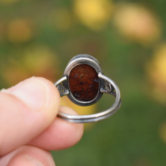 Sterling Silver Red Jasper Ring - US Size 8