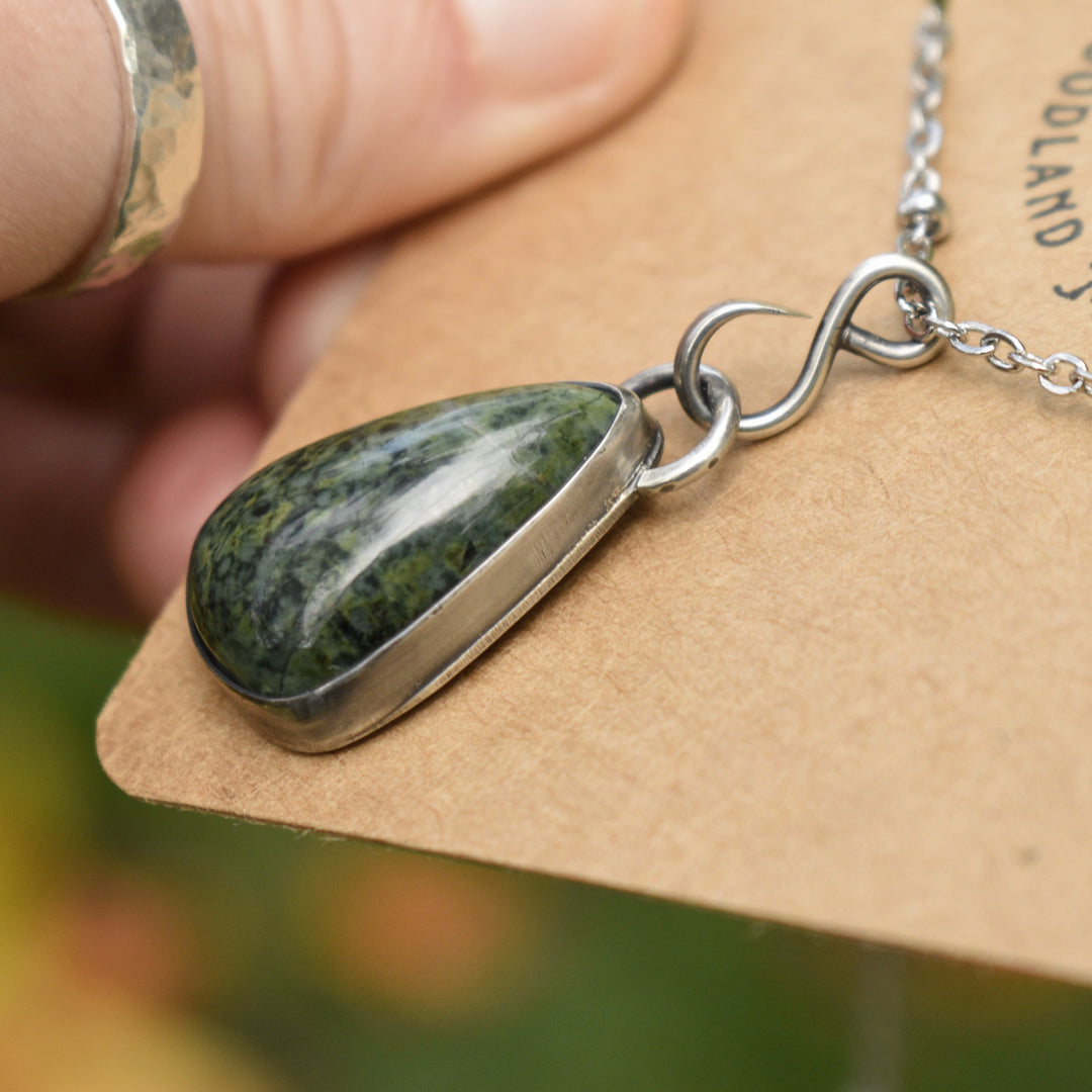 Sterling Silver Jade Teardrop Pendant Necklace