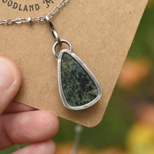 Sterling Silver Jade Teardrop Pendant Necklace