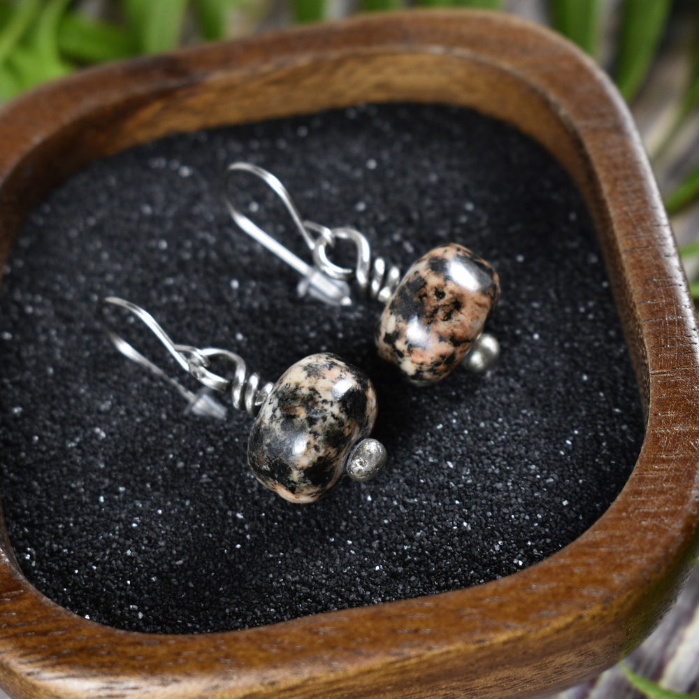 Orange and Black Tourmaline Sterling Silver Earrings