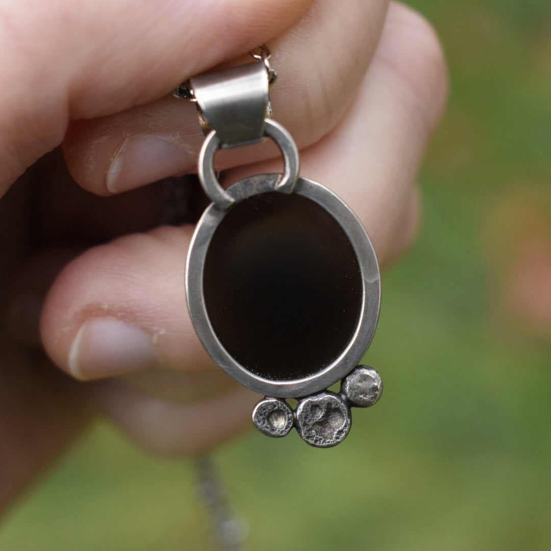 Sterling Silver Rainbow Obsidian Oval Pendant Necklace