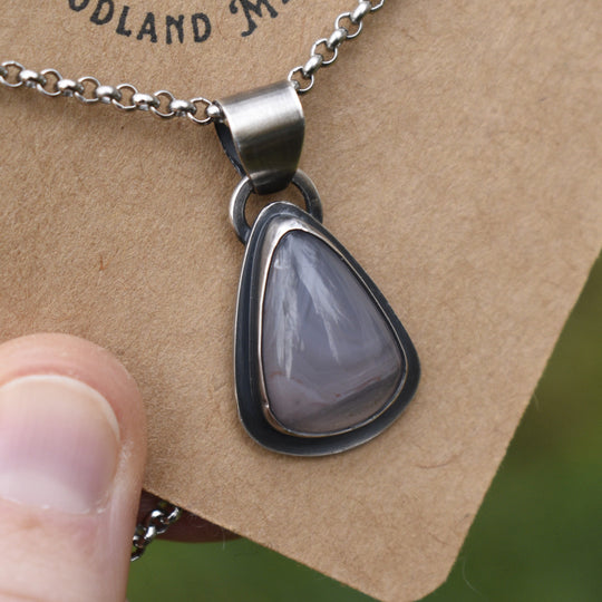 Sterling Silver Pink Agate Pendant Necklace