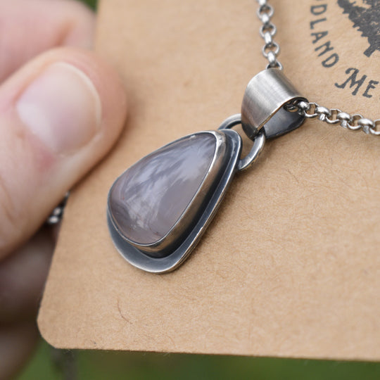 Sterling Silver Pink Agate Pendant Necklace