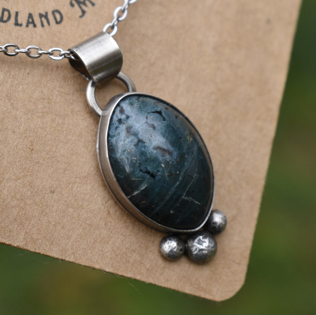 Sterling Silver Blue Jasper Pendant Necklace