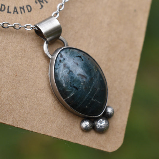 Sterling Silver Blue Jasper Pendant Necklace