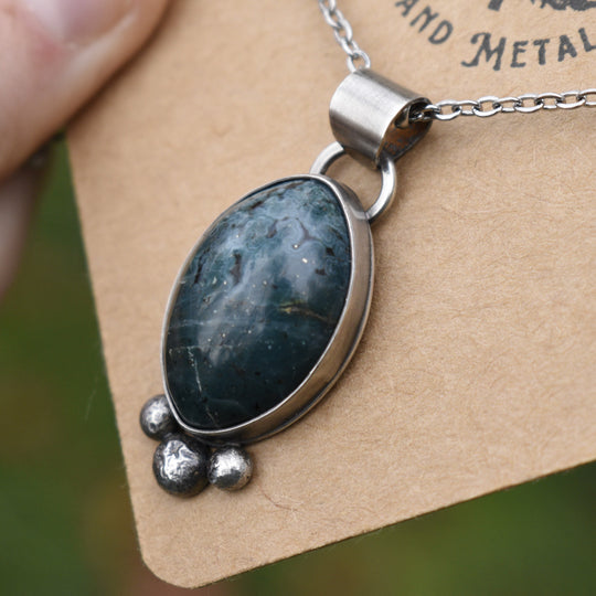 Sterling Silver Blue Jasper Pendant Necklace