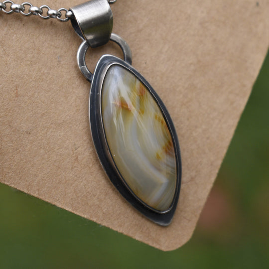 Sterling Silver Carnelian Agate Pendant Necklace